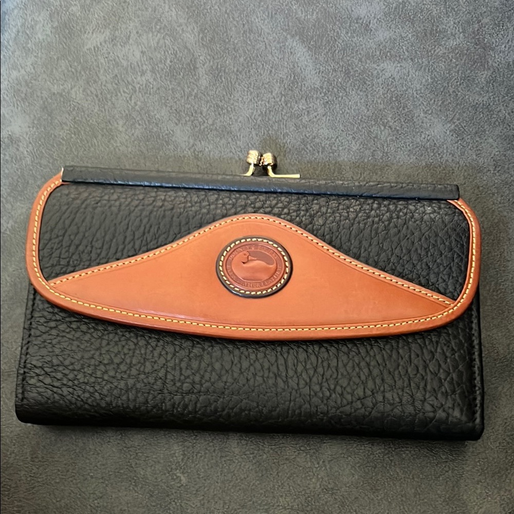 Vintage Dooney & Bourke Black and Brown Leather Wallet